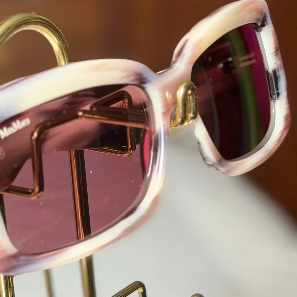 Max Mara Marbled Sunglasses Quiet Luxury Designer Eyewear Pink Gray